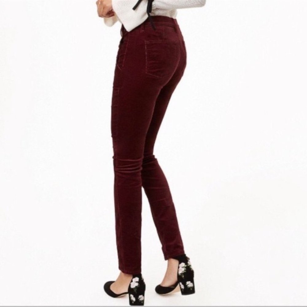 NWT Loft Plus Burgundy Velvet High Waist Skinny Pants